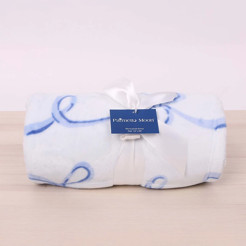 Blue Bow Printed Fleece Blanket