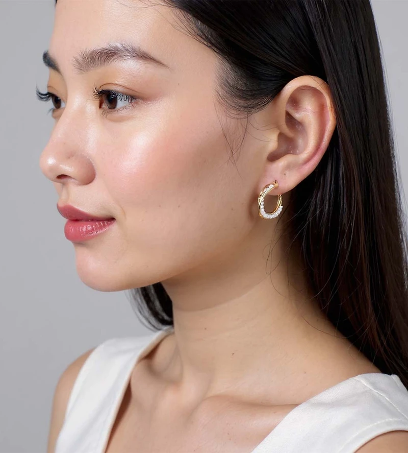 Pearl and Gold Hoop Earrings