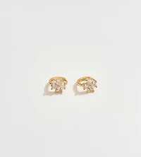 Gold and Diamond Flower Hoop Earrings