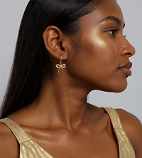 Gold and Diamond Bow Drop Earrings