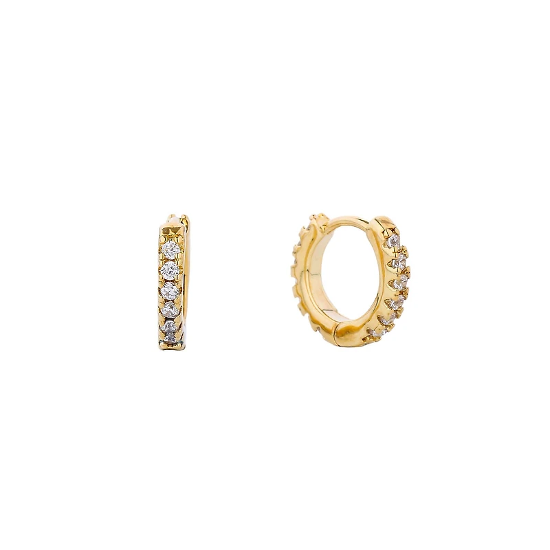 Gold Pave Tiny Huggie Earrings