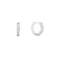 Silver Pave Tiny Huggie Earrings