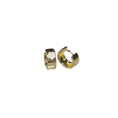 Gold Huggie Hoop Earrings with Hearts