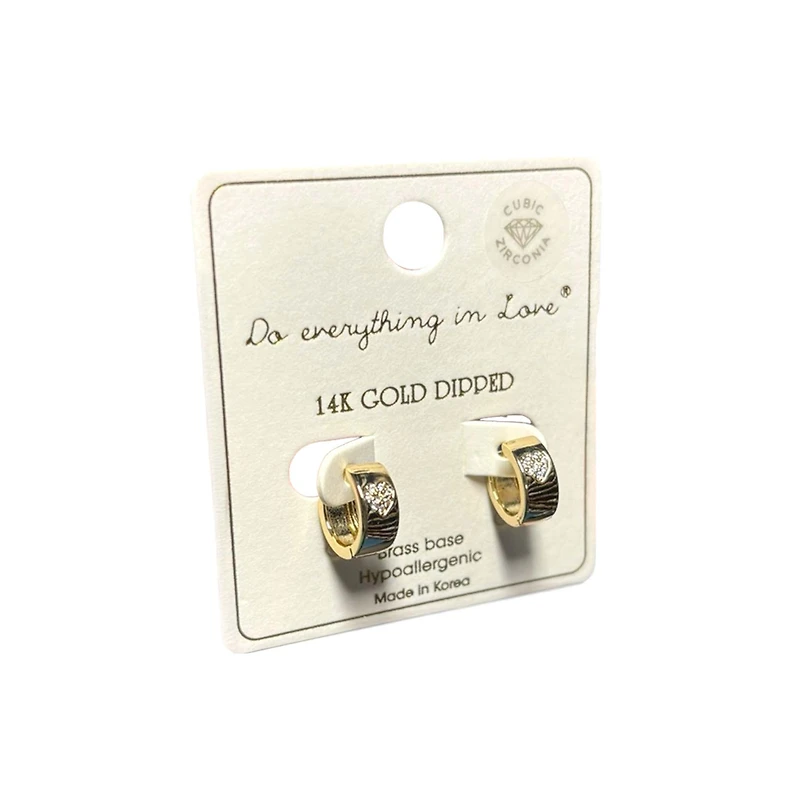 Gold Huggie Hoop Earrings with Hearts