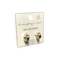 Gold Huggie Hoop Earrings with Hearts