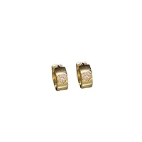 Gold Huggie Hoop Earrings with Hearts