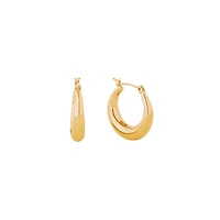 Gold Curved Hoop Earrings with Pin Catch Closure