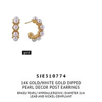 Pearl Hoop Post Earrings