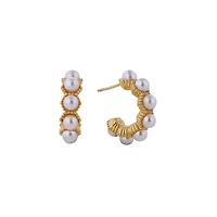 Pearl Hoop Post Earrings