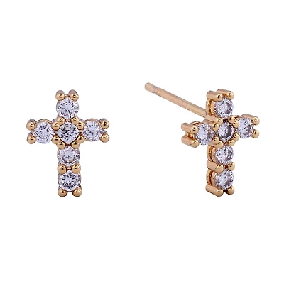Diamond Cross Stud Earrings