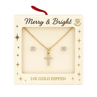 Diamond Cross Necklace with Earrings Set