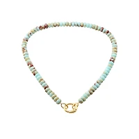 Aqua Stone Necklace with Gold Clasp