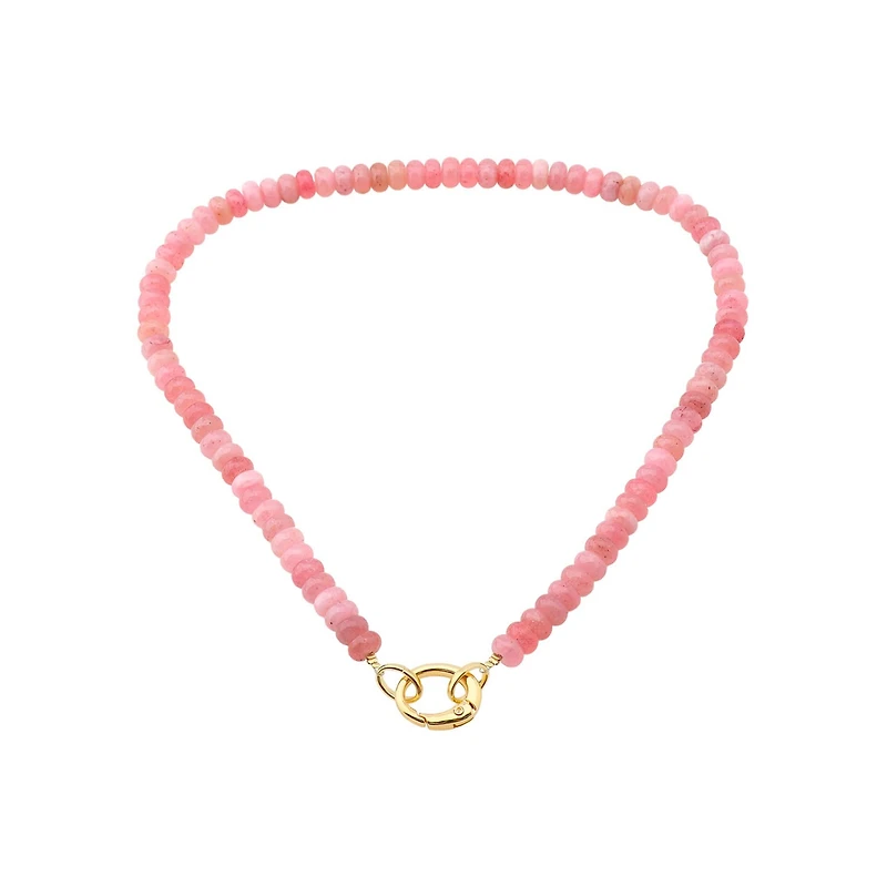Pink Stone Necklace with Gold Clasp