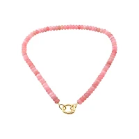 Pink Stone Necklace with Gold Clasp