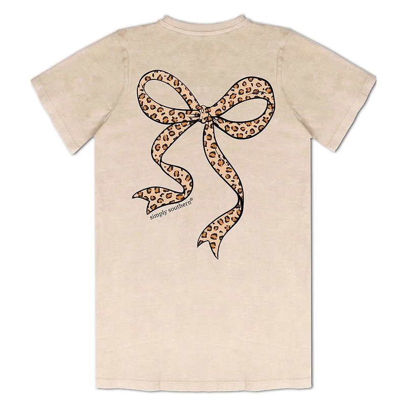 Mineral Washed Leopard Bow Short Sleeve T-Shirt