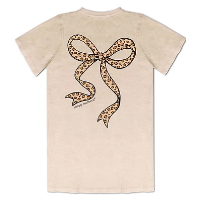 Mineral Washed Leopard Bow Short Sleeve T-Shirt