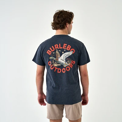 Old School Duck Hunt Short Sleeve T-Shirt Dark Heather Navy