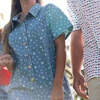 Star Denim Short Sleeve Romper