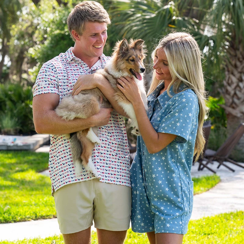 Star Denim Short Sleeve Romper