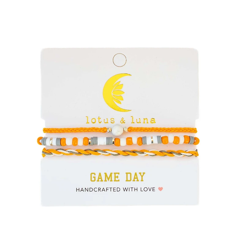 Game Day Bracelet Stack in Orange and White