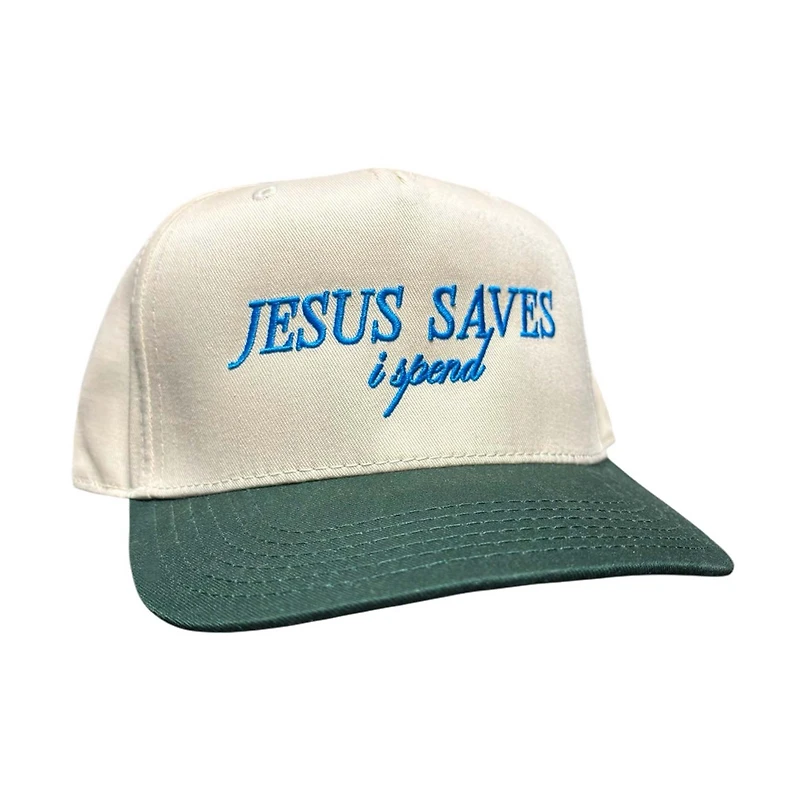 Jesus Saves Hat in Cobalt and Green