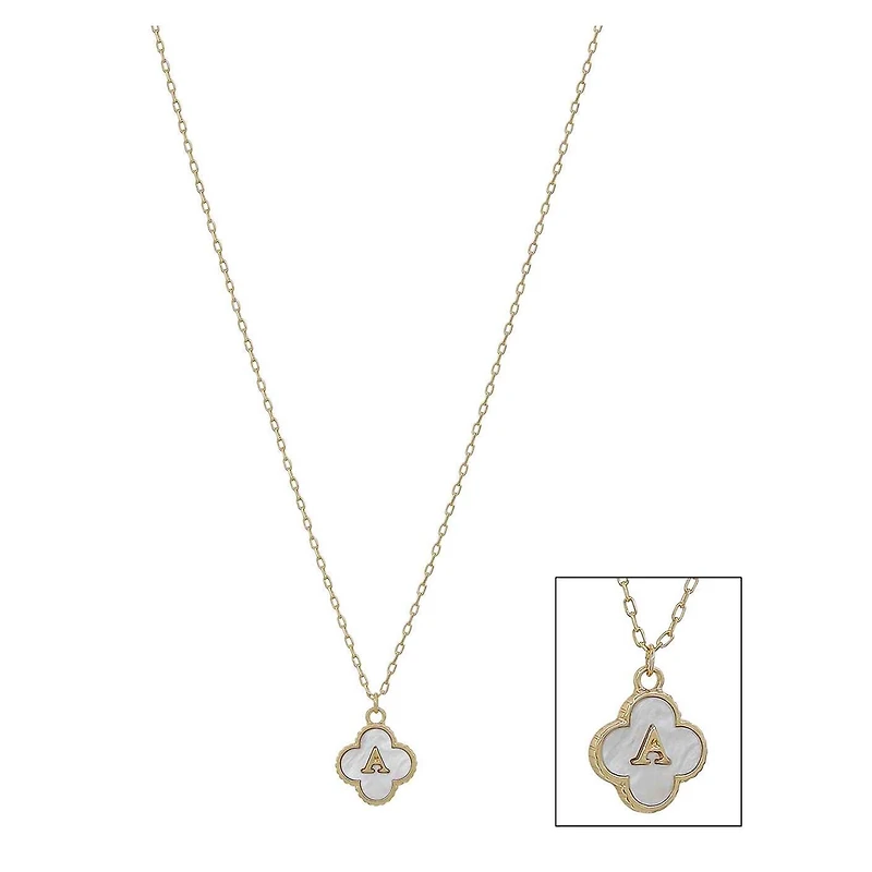 Mop Clover Initial Letter Necklace