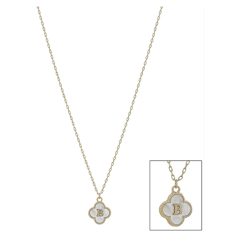 Mop Clover Initial Letter Necklace