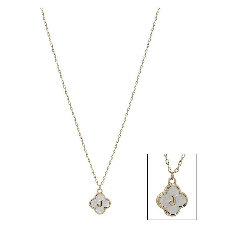 Mop Clover Initial Letter Necklace