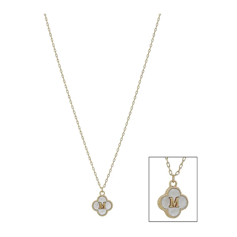 Mop Clover Initial Letter Necklace