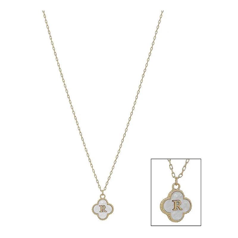 Mop Clover Initial Letter Necklace