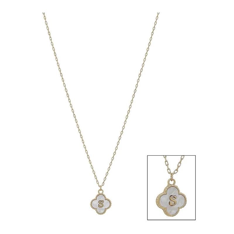 Mop Clover Initial Letter Necklace