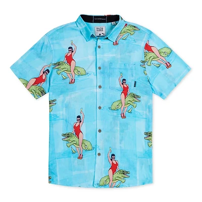 Men's Girl Croc Short Sleeve Button Down