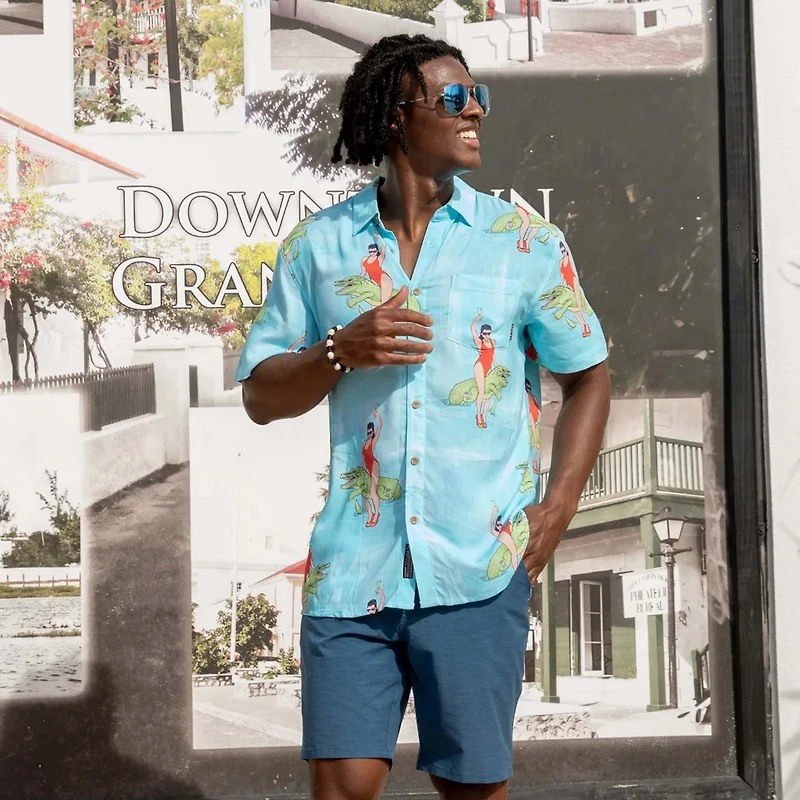Men's Girl Croc Short Sleeve Button Down