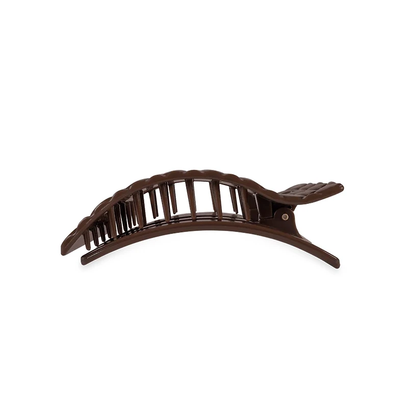 Quilted Large Flat Rectangle Hair Clip in Truly Taupe
