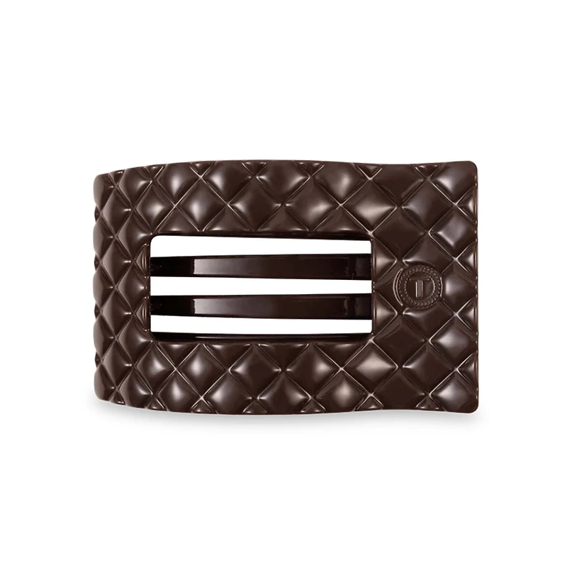 Quilted Large Flat Rectangle Hair Clip in Truly Taupe