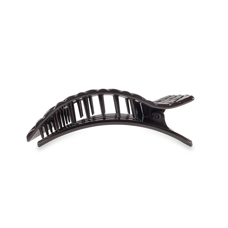 Quilted Large Flat Rectangle Hair Clip in Jet Black