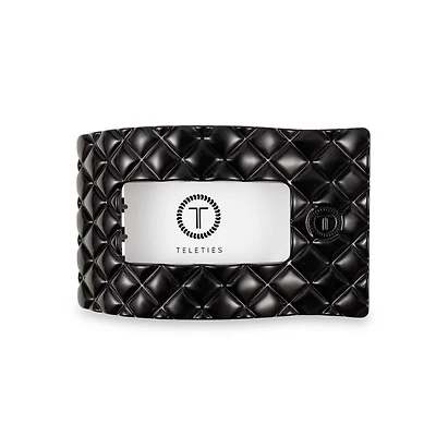 Quilted Large Flat Rectangle Hair Clip in Jet Black