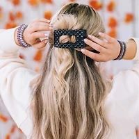 Medium Flat Rectangle Hair Clip in Jet Black Quilt