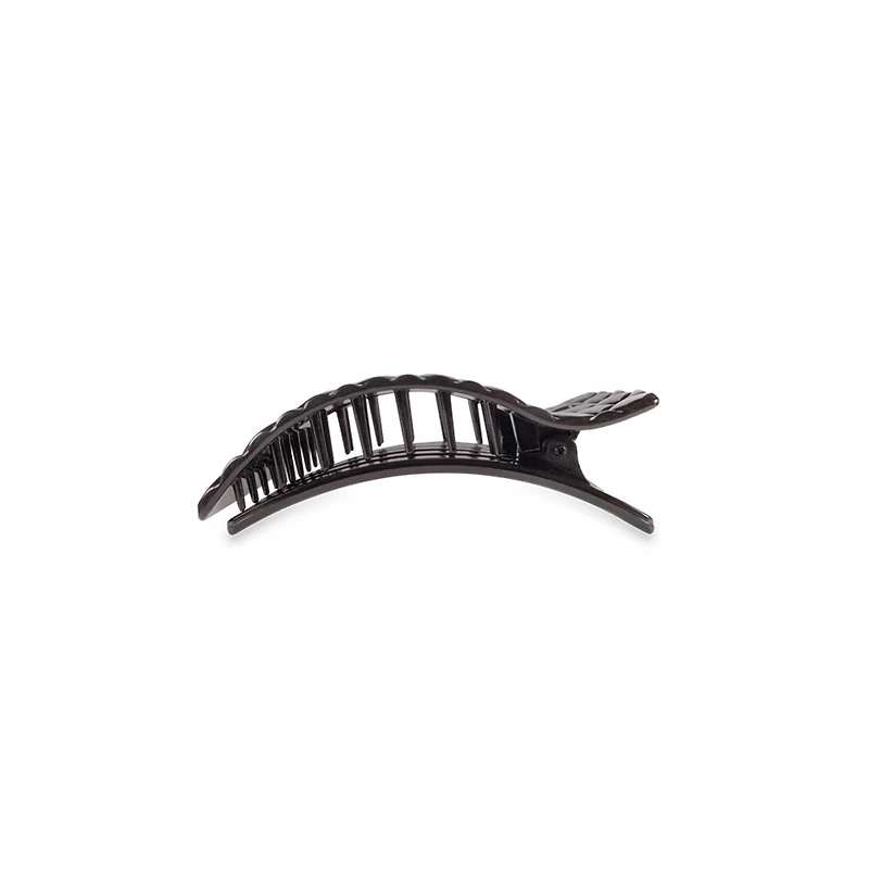 Medium Flat Rectangle Hair Clip in Jet Black Quilt