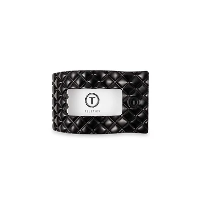 Medium Flat Rectangle Hair Clip in Jet Black Quilt