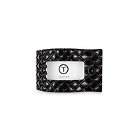 Medium Flat Rectangle Hair Clip in Jet Black Quilt