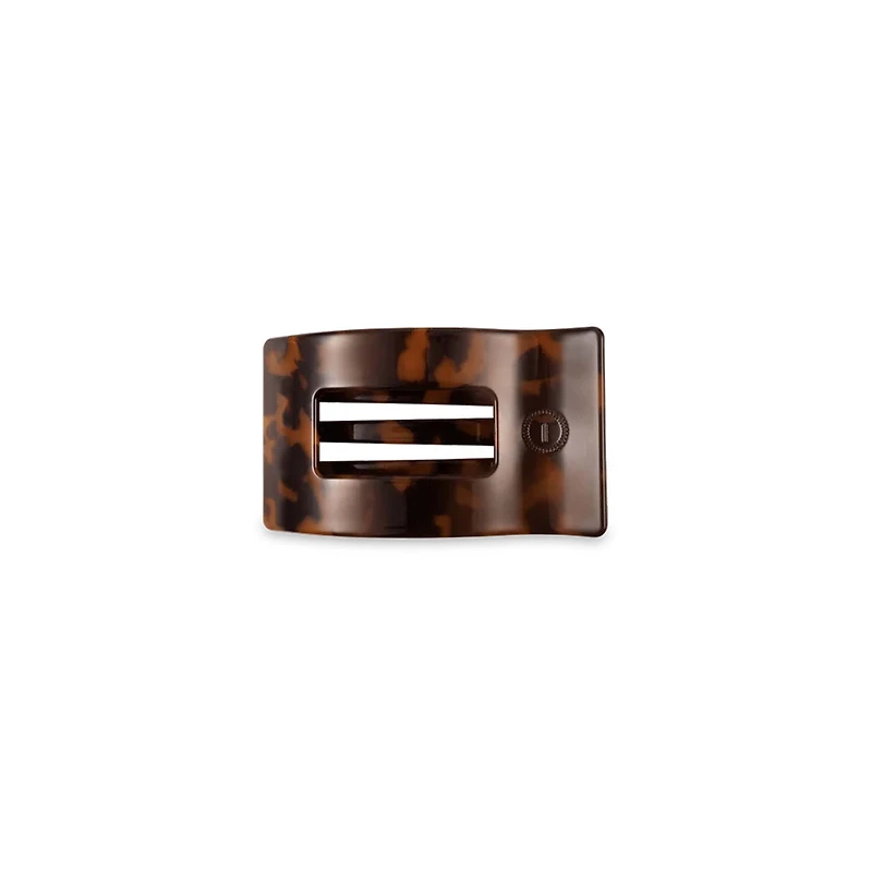 Small Flat Rectangle Hair Clip in Tortoise