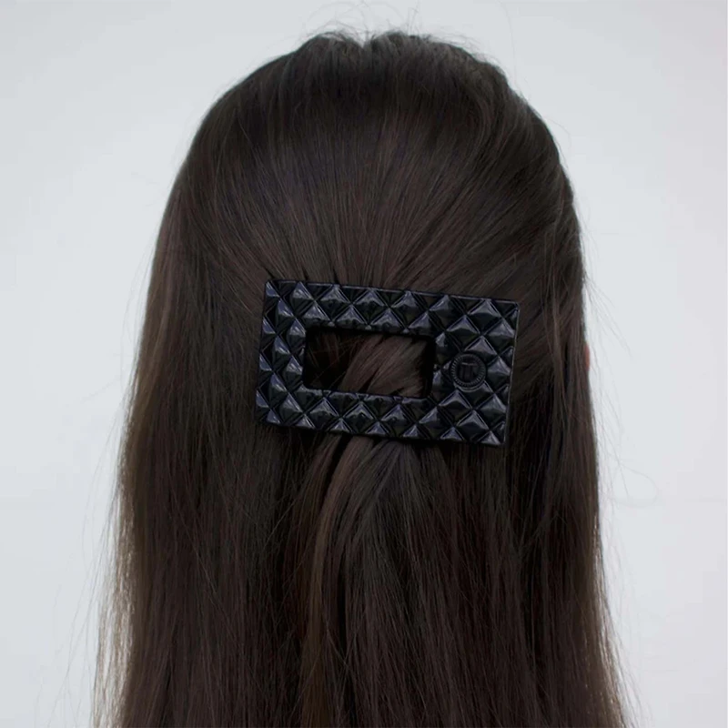Small Flat Rectangle Hair Clip in Jet Black