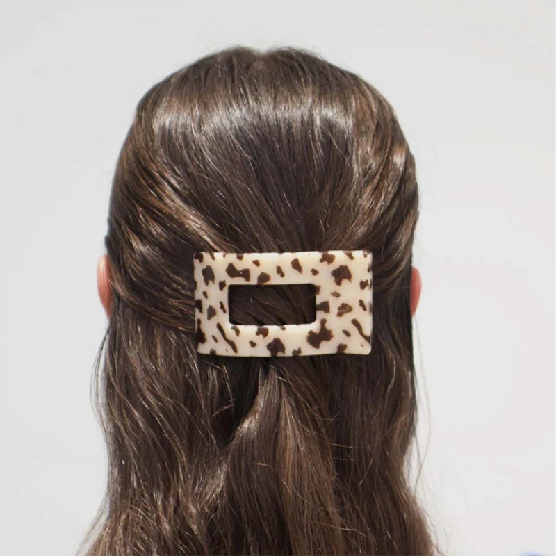 Small Flat Rectangle Hair Clip in Blonde Tortoise