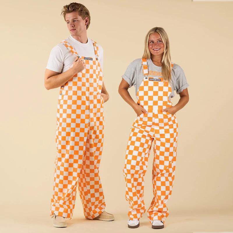 Checked Orange and White Overall Bibs
