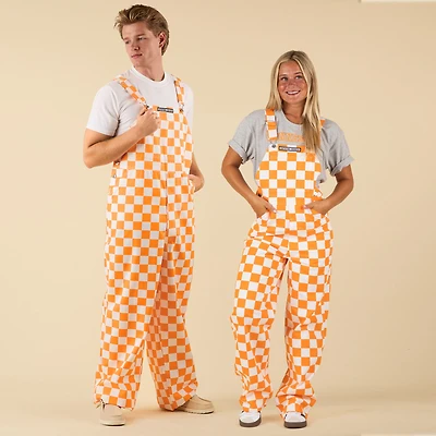 Checked Orange and White Overall Bibs
