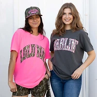 Lulu Mac Camo Fill Short Sleeve T-Shirt Neon Pink