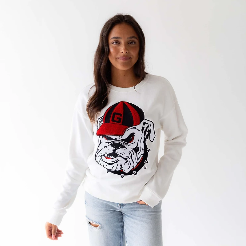 Women's UGA Chenille Mascot Patch Crewneck Sweatshirt