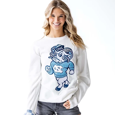 Women's UNC Mascot Chenille Patch Crewneck Sweatshirt