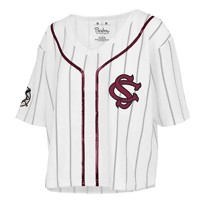 Carolina Gamecocks Baseball Stripe Sequin Short Sleeve T-Shirt